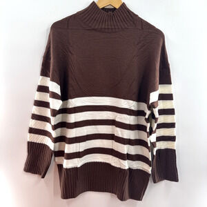Women's Oversized Striped Sweaters Fall Casual Long Sleeve Turtleneck Pullover S